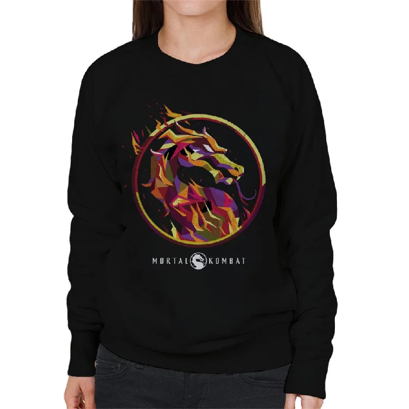 Mortal Kombat Scorpion Flame Art Logo Women's Sweatshirt Hoodie with Tie-Dye Psychedelic Retro