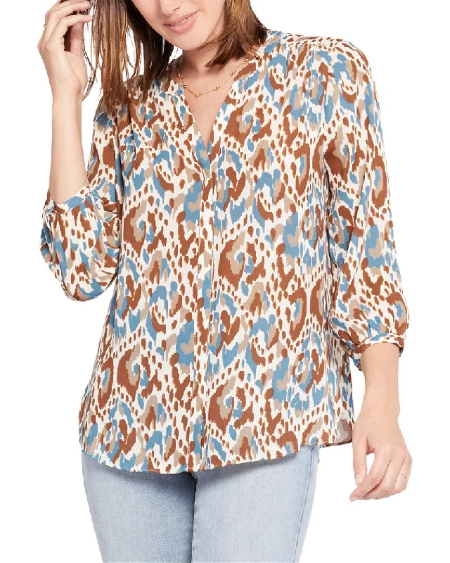 Nydj Pintuck Blouse Double Button Blouse