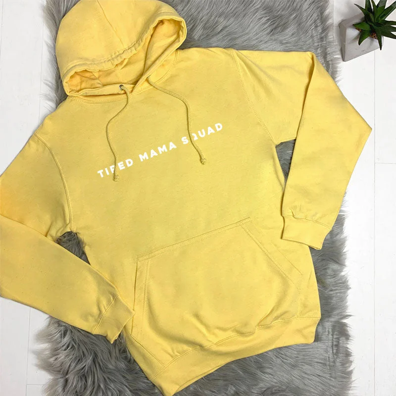 Tired Mama Squad Basic Hoodie (MRK X) Hoodie with Batwing Sleeves Loose Dramatic