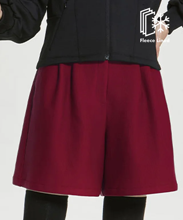 Cordublo Wide Half Pants - Dark Red Cozy Maternity Pants