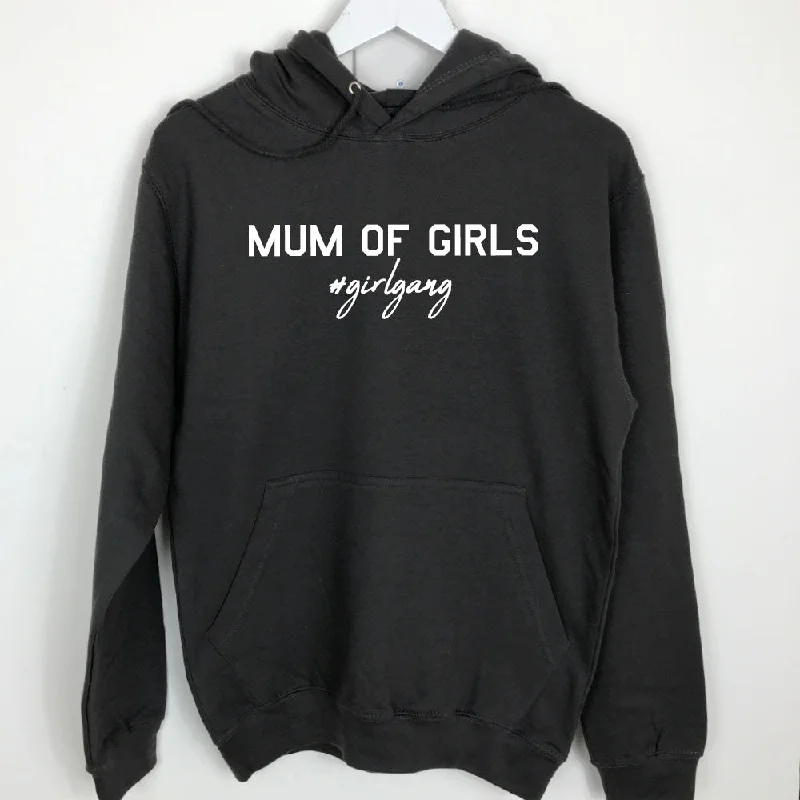 Mum of Girls (#GirlGang) Hoodie (MRK X) Hoodie with Button Placket Classic Preppy