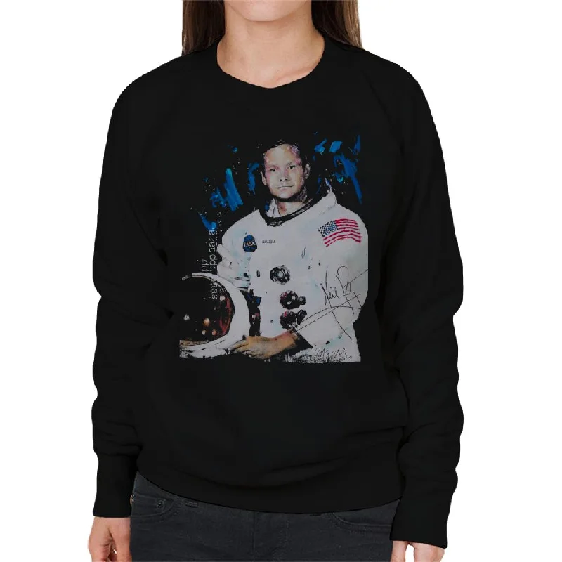 Sidney Maurer Original Portrait Of Neil Armstrong Space Suit Women's Sweatshirt Hoodie with Hidden Zipper Minimalist Clean