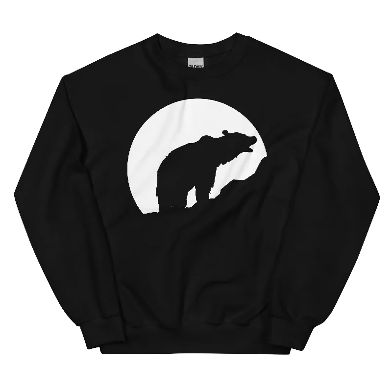 Moon - Bear - Sweatshirt (Unisex) Hoodie with Raw Hem Edgy Unfinished