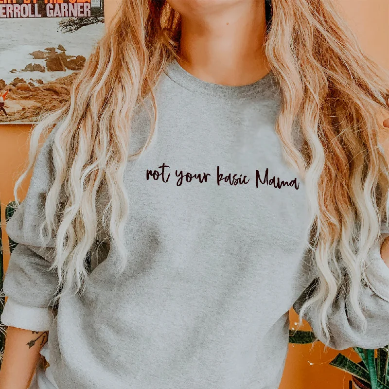 Not Your Basic Mama Sweatshirt (MRK X) Hoodie with Ribbed Neckline Snug Warm