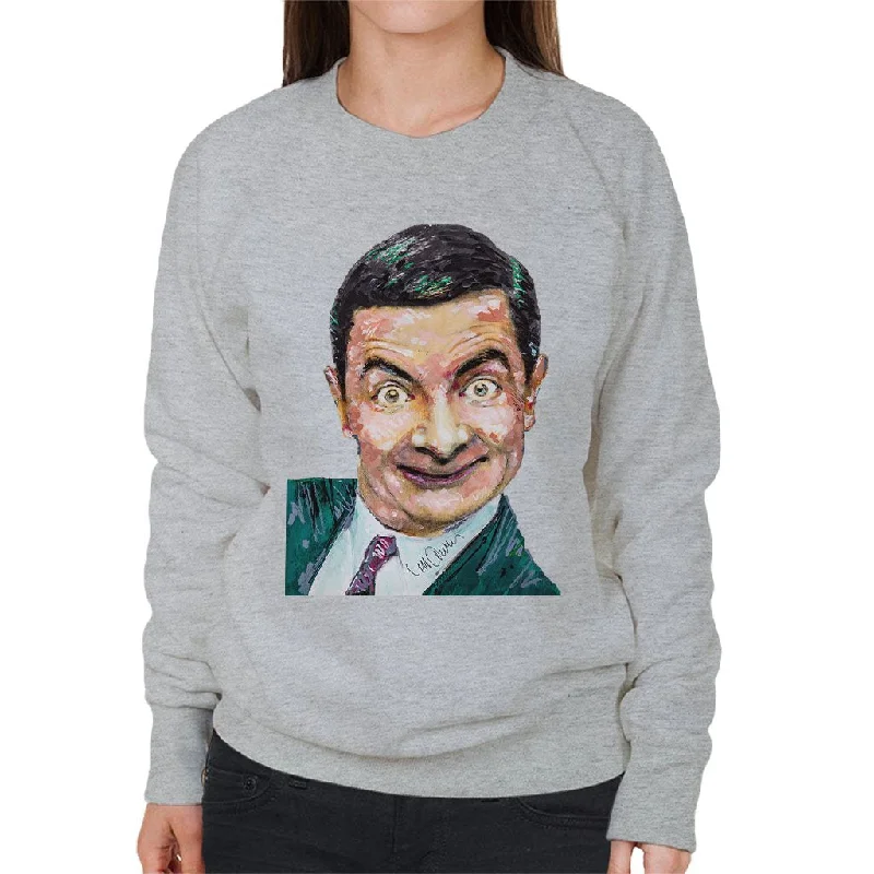 Sidney Maurer Original Portrait Of Mr Bean Rowan Atkinson Women's Sweatshirt Hoodie with Print Artistic Unique