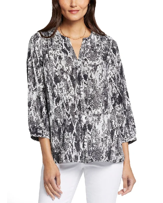 Nydj Pintuck Blouse Lightweight Chiffon Blouse