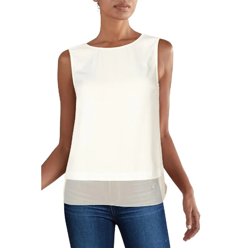 Womens Tiered Sleeveless Blouse Textured Cotton Blouse