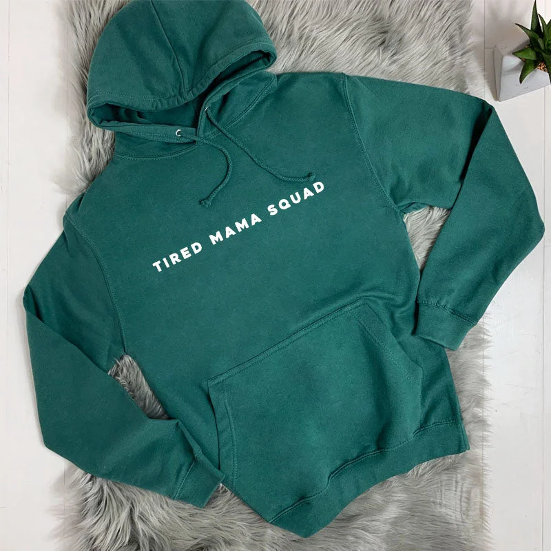 Tired Mama Squad Basic Hoodie (MRK X) Hoodie with Hem Detail Decorative Unique