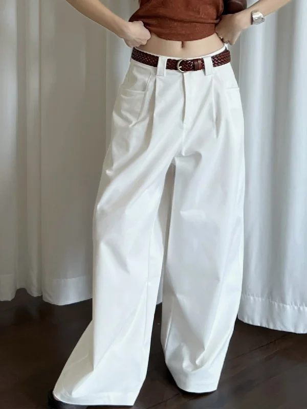 Wjczt summer outfits inspo Retro High Street Suit Pants Loose Wide Leg Lazy Straight Casual Pants K335 Stylish Slim Trousers