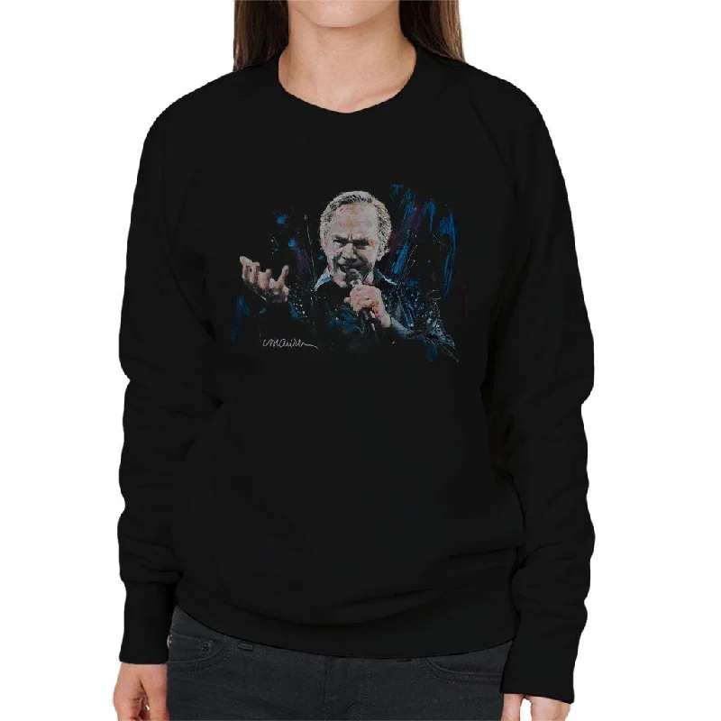 Sidney Maurer Original Portrait Of Neil Diamond Singing Women's Sweatshirt Hoodie with Tied Waist Feminine Flattering