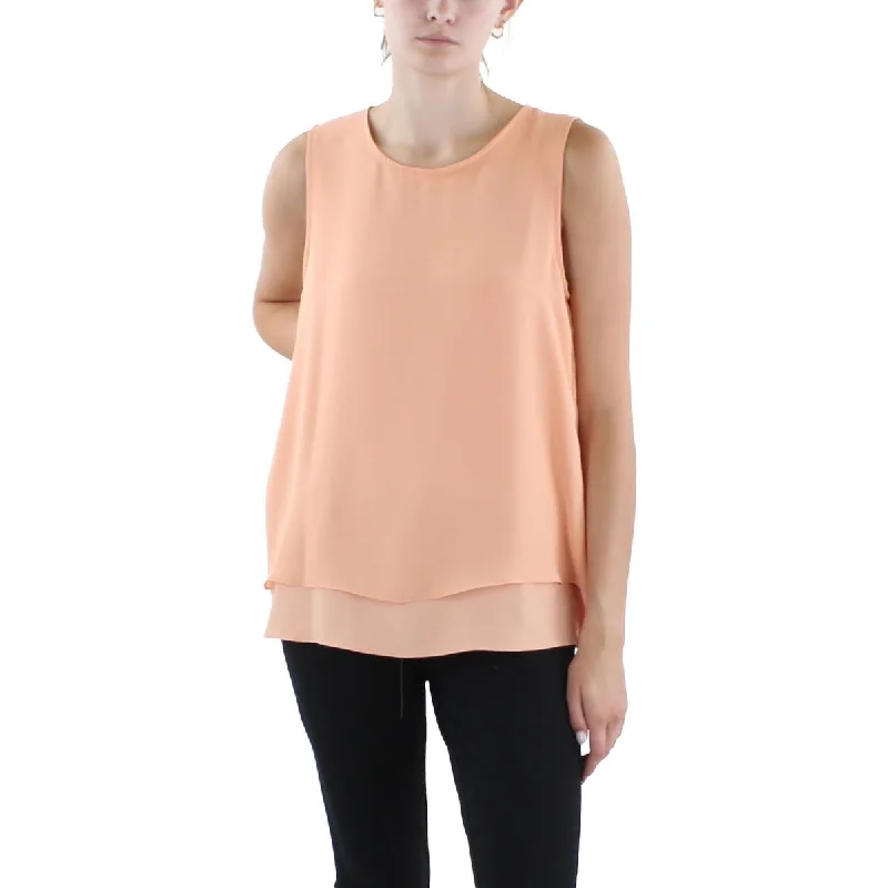 Womens Solid Sleeveless Blouse Modern Work Blouse