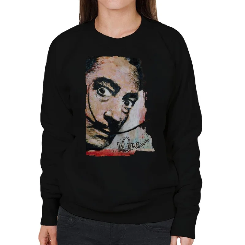 Sidney Maurer Original Portrait Of Salvador Dali Moustache Women's Sweatshirt Hoodie with Crew Neck Simple Timeless