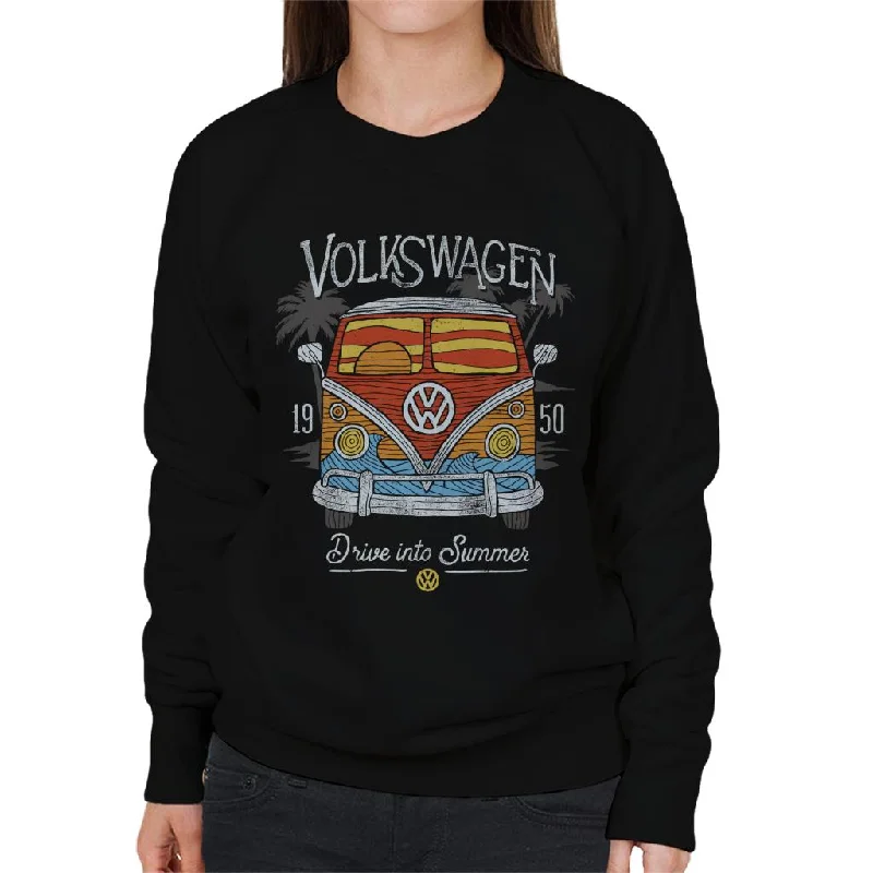 Volkswagen Drive Into Summer T1 Camper Women's Sweatshirt Hoodie with Tie-Dye Psychedelic Retro