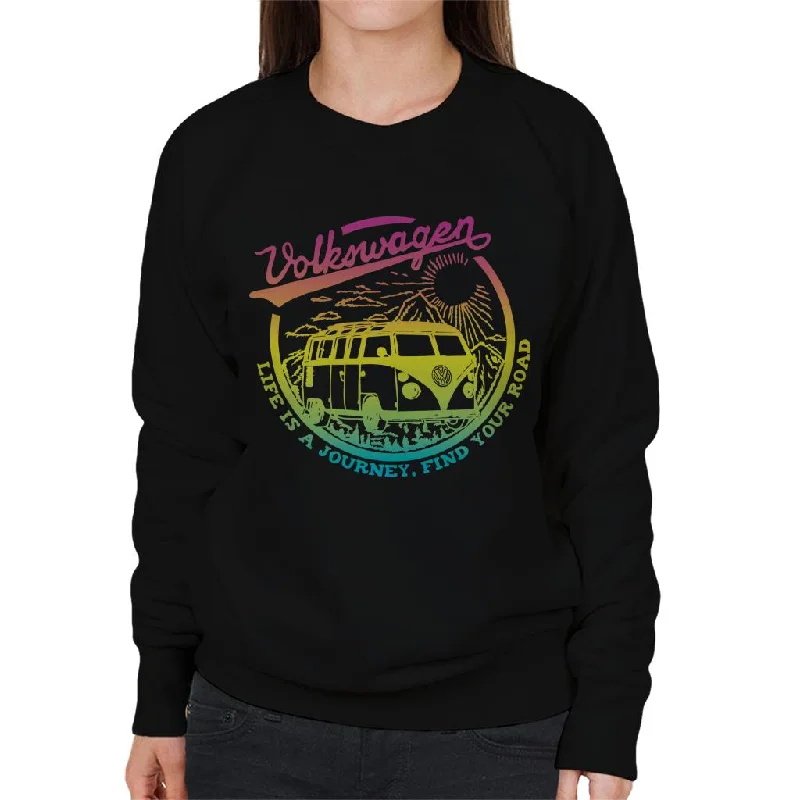 Volkswagen Nature Life Is A Journey Camper Women's Sweatshirt Hoodie with Crew Neck Simple Timeless