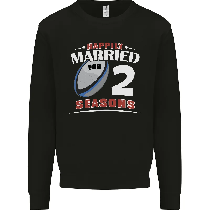 2 Year Wedding Anniversary 2nd Rugby Mens Sweatshirt Jumper Hoodie with Half-Zip Sporty Casual