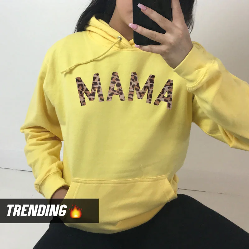 Mama Leopard Hoodie 00 (MRK X) Hoodie with Half-Zip Sporty Casual