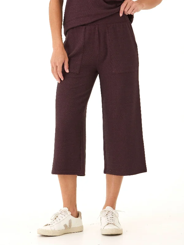 Beatrice Dream Fleece Wide Leg Capri Pant Relaxed Fit Trousers