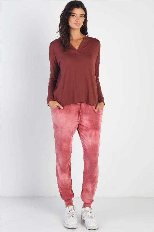 Rust Tie-Dye Jogger Pants Trendy Work Pants