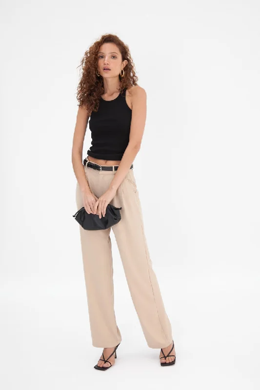 Malene Pants - Tan Lightweight Jogger Pants