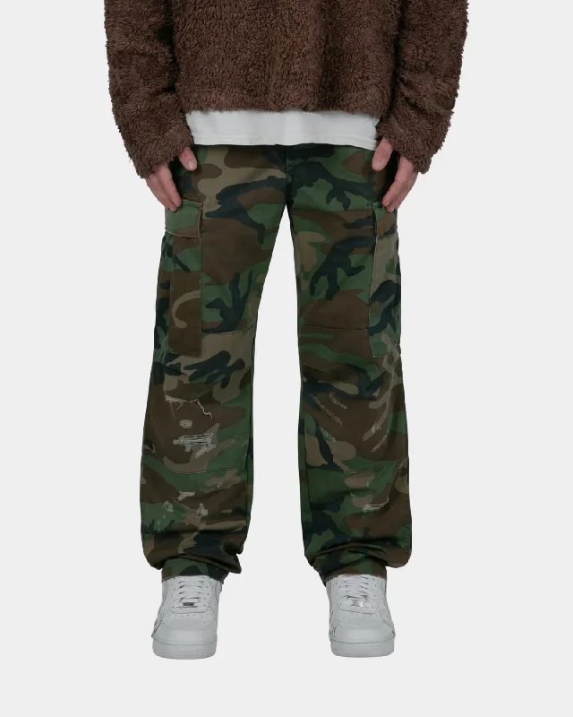 MNML Double Knee Vintage Cargo Pants Camo Lightweight Jogger Pants