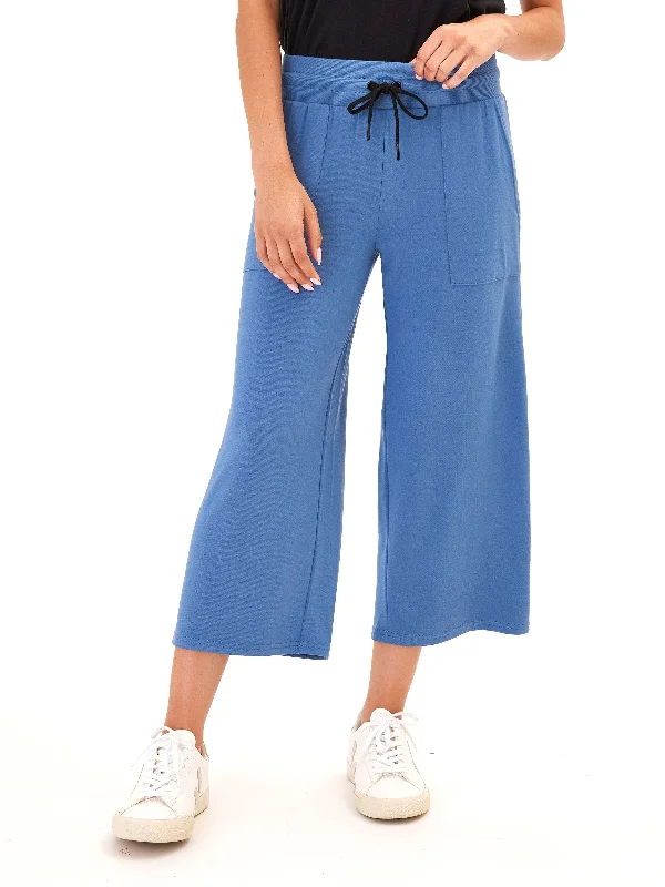 Carrie Feather Fleece Wide Leg Crop Pant 22" Trendy Palazzo Pants