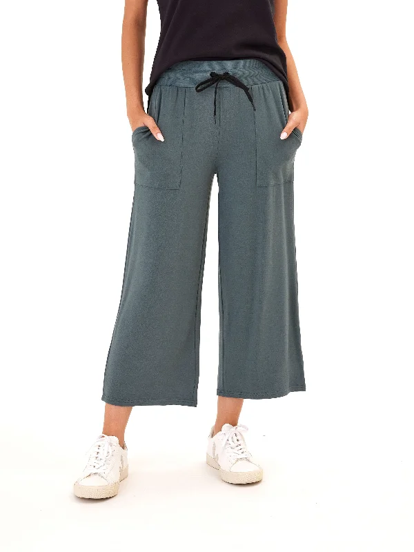 Carrie Feather Fleece Wide Leg Crop Pant 22" Fashionable Jogger Pants