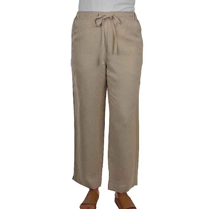 Thomas Cook Women's Shay Drawcord Linen Pants Taupe Classic Stretch Pants