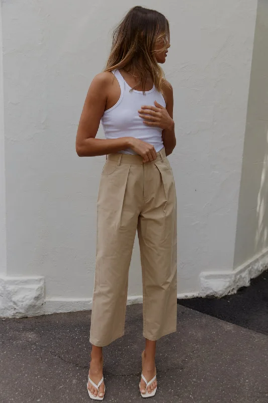 Otto Poplin Pants - Tan Cozy Jogger Leggings