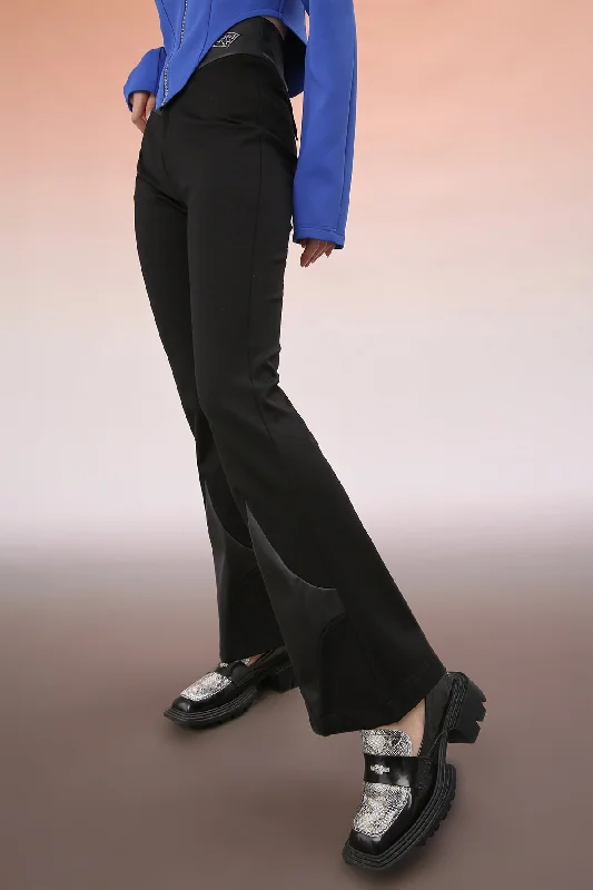 Mukzin | Wide-Leg Black Patchwork Pants Classic Stretch Pants