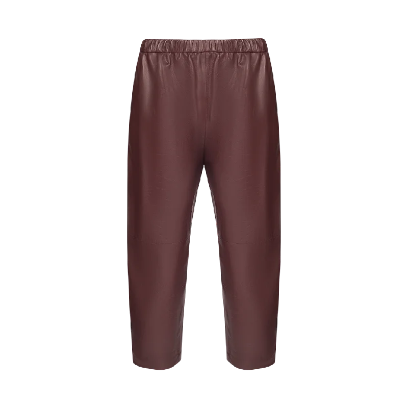 Leather Carrot Pants Rust Soft Wool Pants