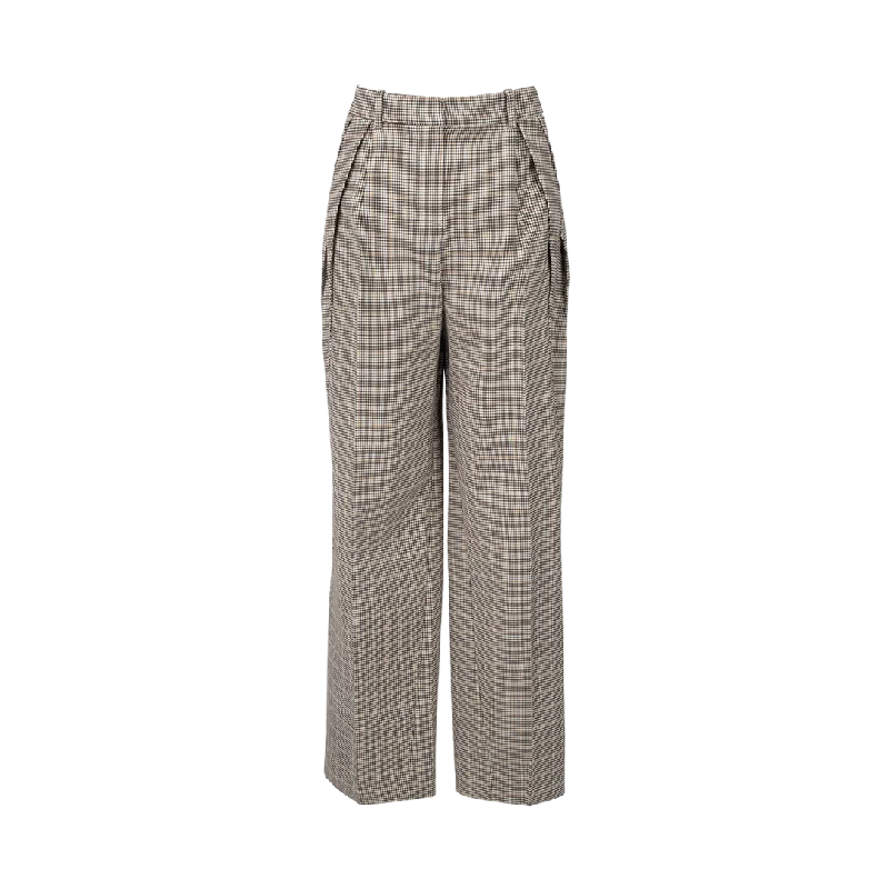 Double-Pleated Wool Pants Formal Linen Trousers