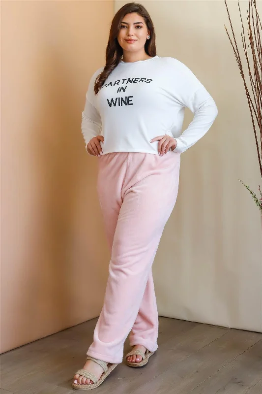 Plus Size Pink Bow Detail Wide Leg Pants Elegant High-Waist Pants