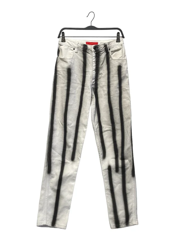 ECKHAUS LATTA/Straight Pants/28/Stripe/Denim/WHT/spray paint line Stylish Slim Trousers