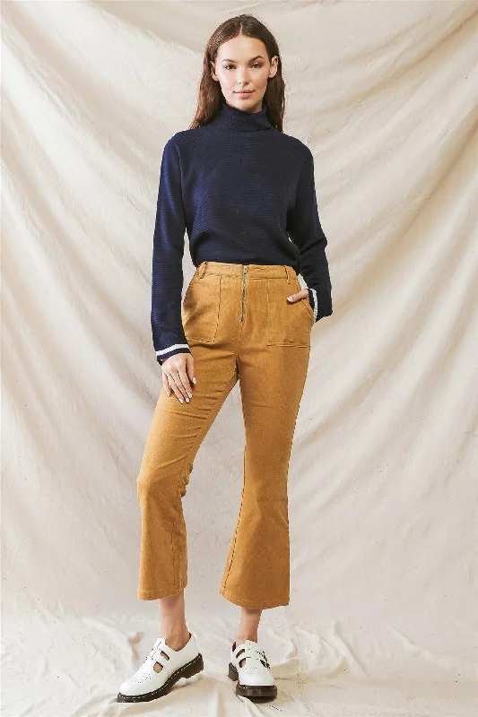 Mustard Denim Cotton Material Four Pocket High Waist Pants /1-2-2-1 Slim-Fit Leggings