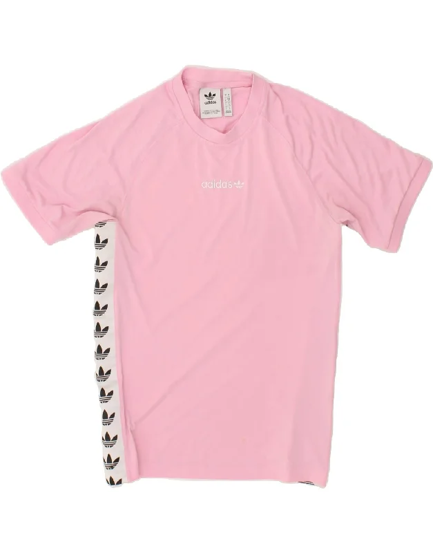ADIDAS Womens Graphic T-Shirt Top UK 10 Small Pink Colourblock Polyester Spandex Blend Rayon Blend Denim Blend ADIDAS Womens Graphic T-Shirt Top UK 10 Small Pink Colourblock Polyester Spandex Blend Rayon Blend Denim Blend