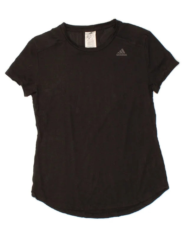 ADIDAS Womens Graphic T-Shirt Top UK 12/14 Medium Black Polyester Denim Fabric Leather Fabric Suede Fabric ADIDAS Womens Graphic T-Shirt Top UK 12/14 Medium Black Polyester Denim Fabric Leather Fabric Suede Fabric