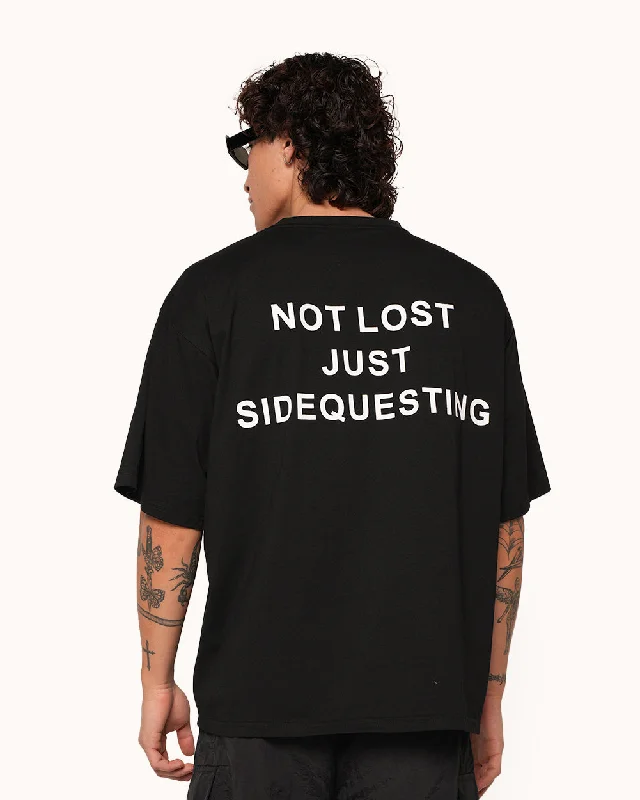 Just Sidequesting Tee Hooded Caped Shawl Collar