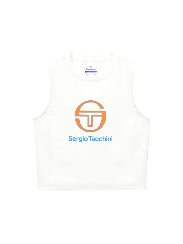 Women's Sleeveless T-Shirt- Off White Mesh Blend Leather Blend Suede Blend