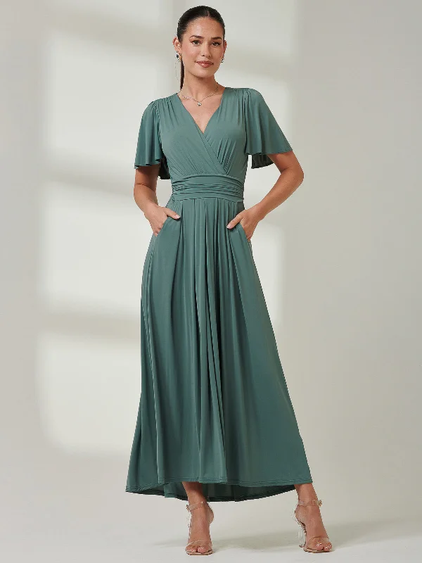 Angel Sleeve Super-Smooth Jersey Maxi Dress, Pleat Green Stylish Empire Waist Maxi Dress Angel Sleeve Super-Smooth Jersey Maxi Dress, Pleat Green Stylish Empire Waist Maxi Dress