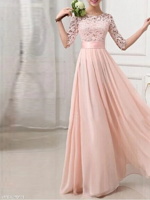 Fashion Chiffon Lace Solid Color Evening Maxi Dress Comfortable Long-Sleeve Maxi Dress Fashion Chiffon Lace Solid Color Evening Maxi Dress Comfortable Long-Sleeve Maxi Dress