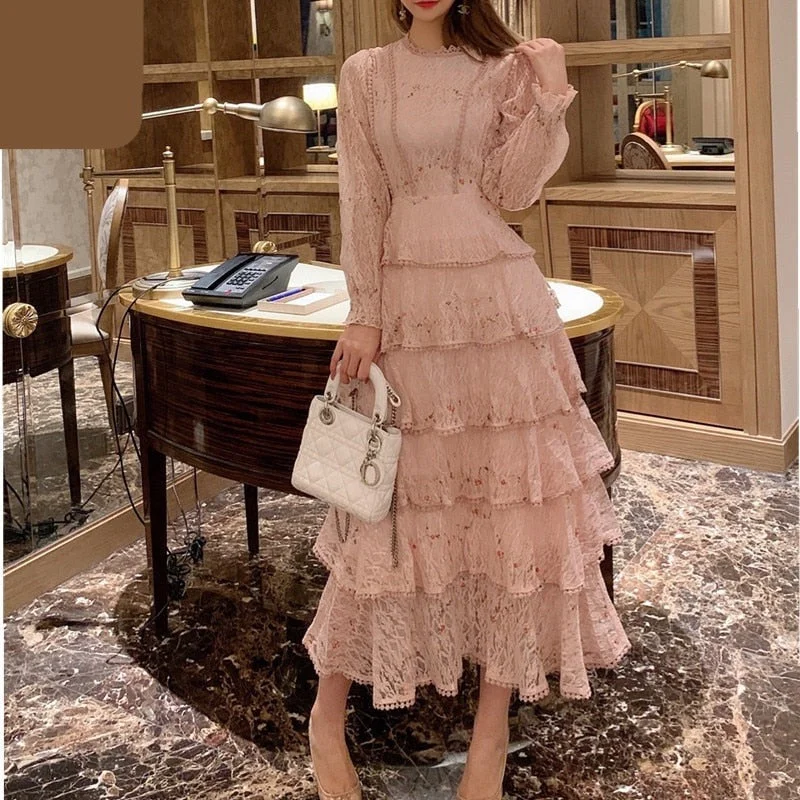 Darianrojas New Spring Pink Lace Embroidery Maxi Dress Female Long Sleeve High Waist Ruffle Elegant Runway Dresses Vestidos Trendy Fit-and-Flare Maxi Dress Darianrojas New Spring Pink Lace Embroidery Maxi Dress Female Long Sleeve High Waist Ruffle Elegant Runway Dresses Vestidos Trendy Fit-and-Flare Maxi Dress