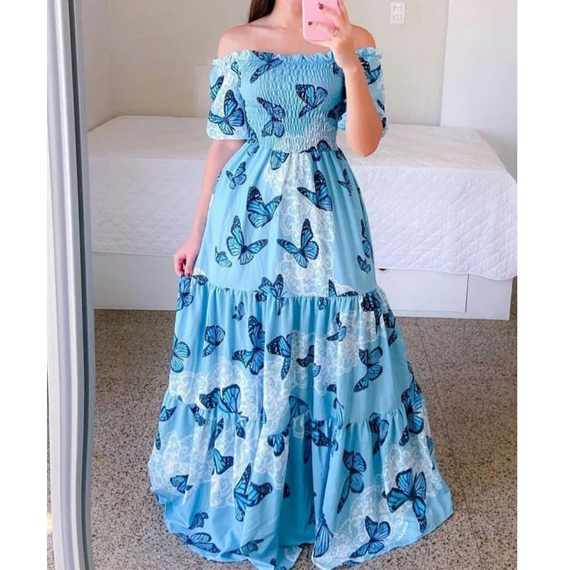 Wepbel 2022 Slash Collar Maxi Dress Women Off-Neck Printed Large-Hem Tube Top Dresses Slim Fits Full Length Bohe Dress Vestidos Cozy Ruffle Sleeve Maxi Dress Wepbel 2022 Slash Collar Maxi Dress Women Off-Neck Printed Large-Hem Tube Top Dresses Slim Fits Full Length Bohe Dress Vestidos Cozy Ruffle Sleeve Maxi Dress