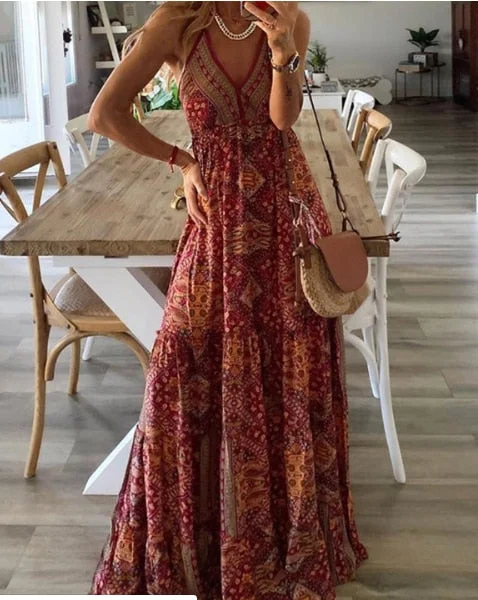 Women's Boho Vintage Maxi Dress Flora Print Deep V Neck Loose High Waist Dresses Spaghetti Strap Summer Retro Vestidos Clothes Elegant Lace Maxi Dress Women's Boho Vintage Maxi Dress Flora Print Deep V Neck Loose High Waist Dresses Spaghetti Strap Summer Retro Vestidos Clothes Elegant Lace Maxi Dress