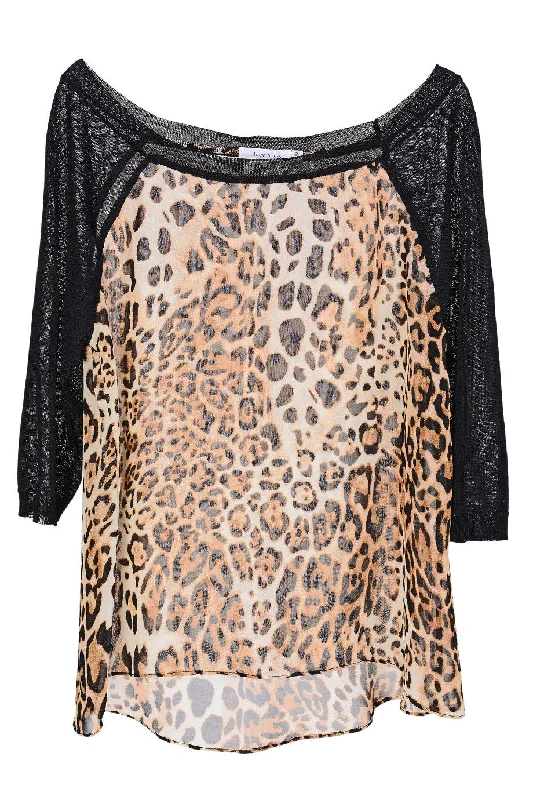 CYBELE Leopard Sheer Blouse Office Formal Blouse