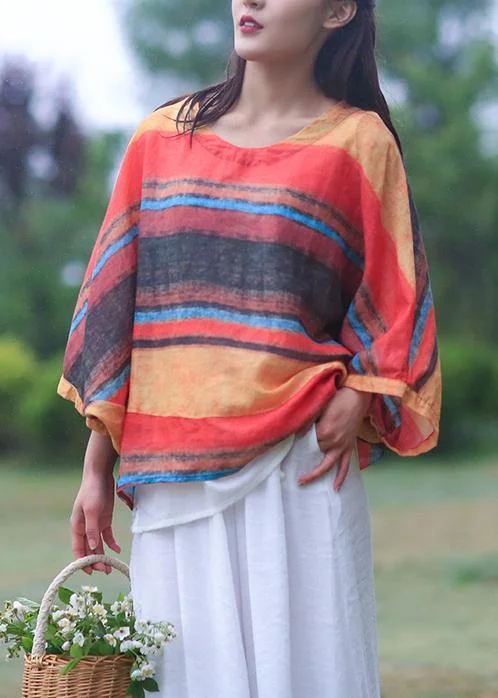 Women striped linen shirts women o neck Batwing Sleeve loose summer blouses Sleeveless Summer Blouse Women striped linen shirts women o neck Batwing Sleeve loose summer blouses Sleeveless Summer Blouse