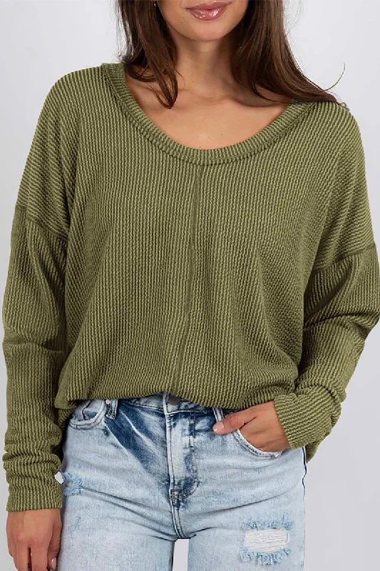 Women's 2024 Fall Casual Long Sleeve Going Out Tops Ribbed V Neck Loose Fit Trendy Cute T Shirts Tee Blouses Drape Neck Blouse Women's 2024 Fall Casual Long Sleeve Going Out Tops Ribbed V Neck Loose Fit Trendy Cute T Shirts Tee Blouses Drape Neck Blouse