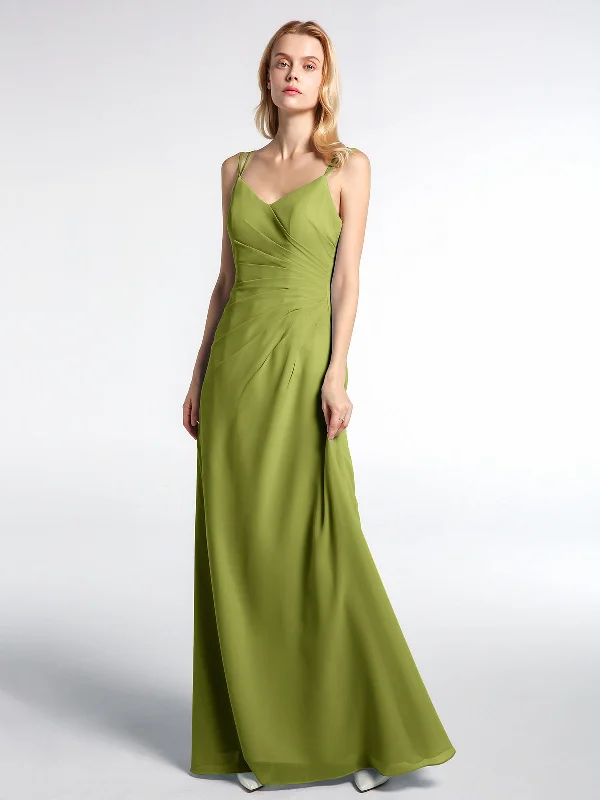 Double Straps Cross Back Chiffon Maxi Dress-Clover Stylish Empire Waist Maxi Dress