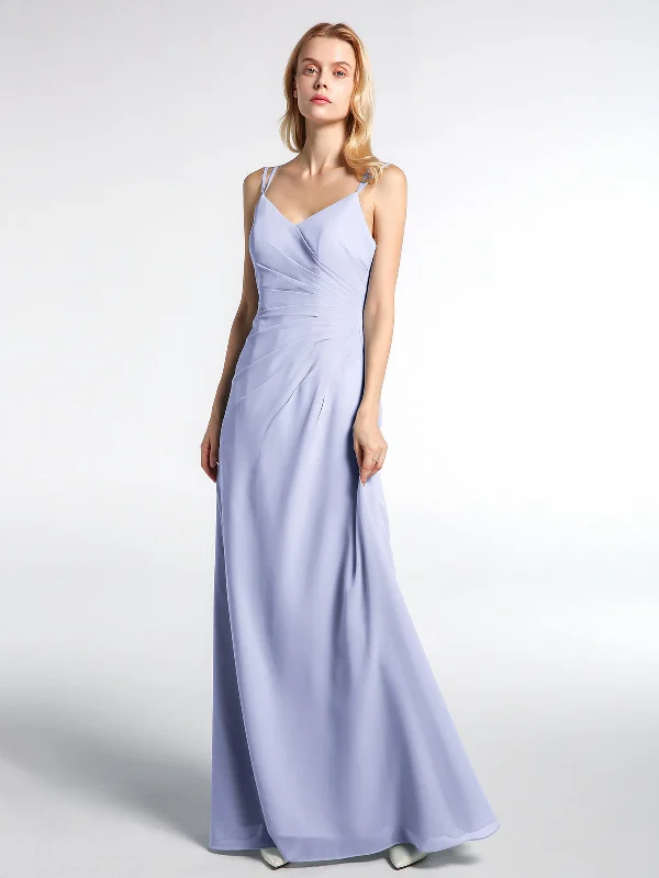 Double Straps Cross Back Chiffon Maxi Dress-Lavender Fashionable Maxi Dress with Fringe