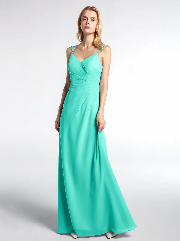 Double Straps Cross Back Chiffon Maxi Dress-Spa Fashionable Faux Wrap Maxi Dress