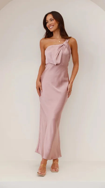 Greta Maxi Dress - Dusty Pink Fashionable Chiffon Tiered Maxi Dress